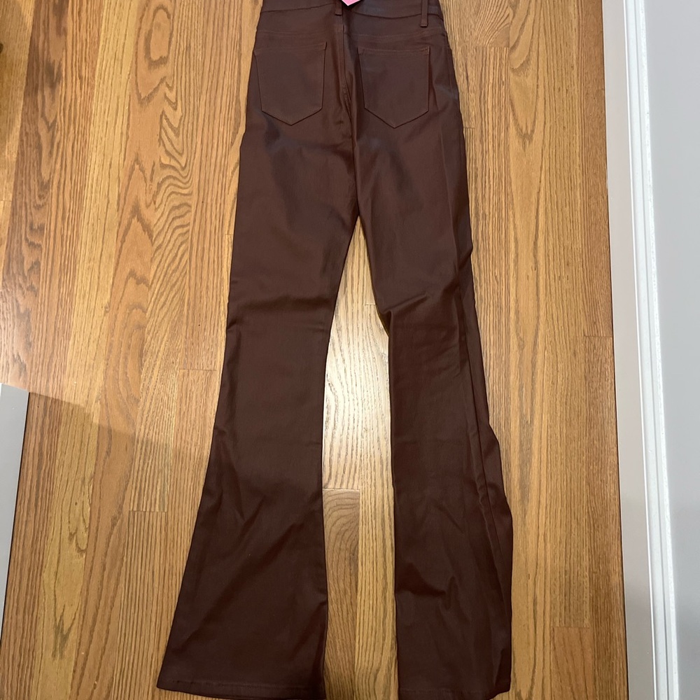Edikted Brown Flare Leather Pants